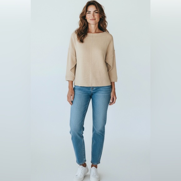 Junko Sagawa Vintage Tan 3/4 Sleeve Top